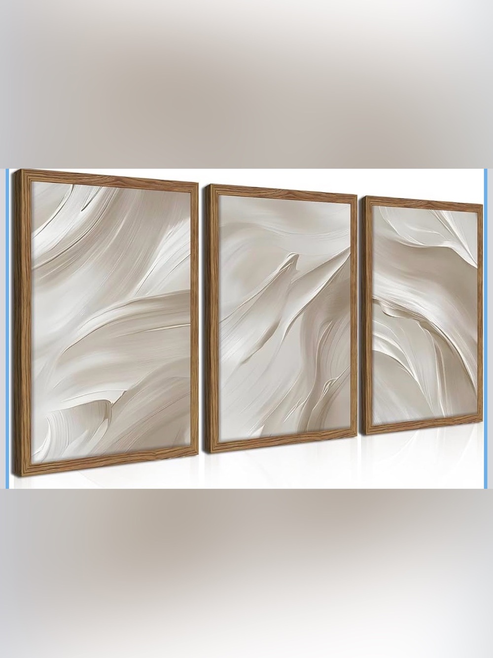 Neutral Abstract Wall Art Panel 3 Piece- Beige & Cream 12x16